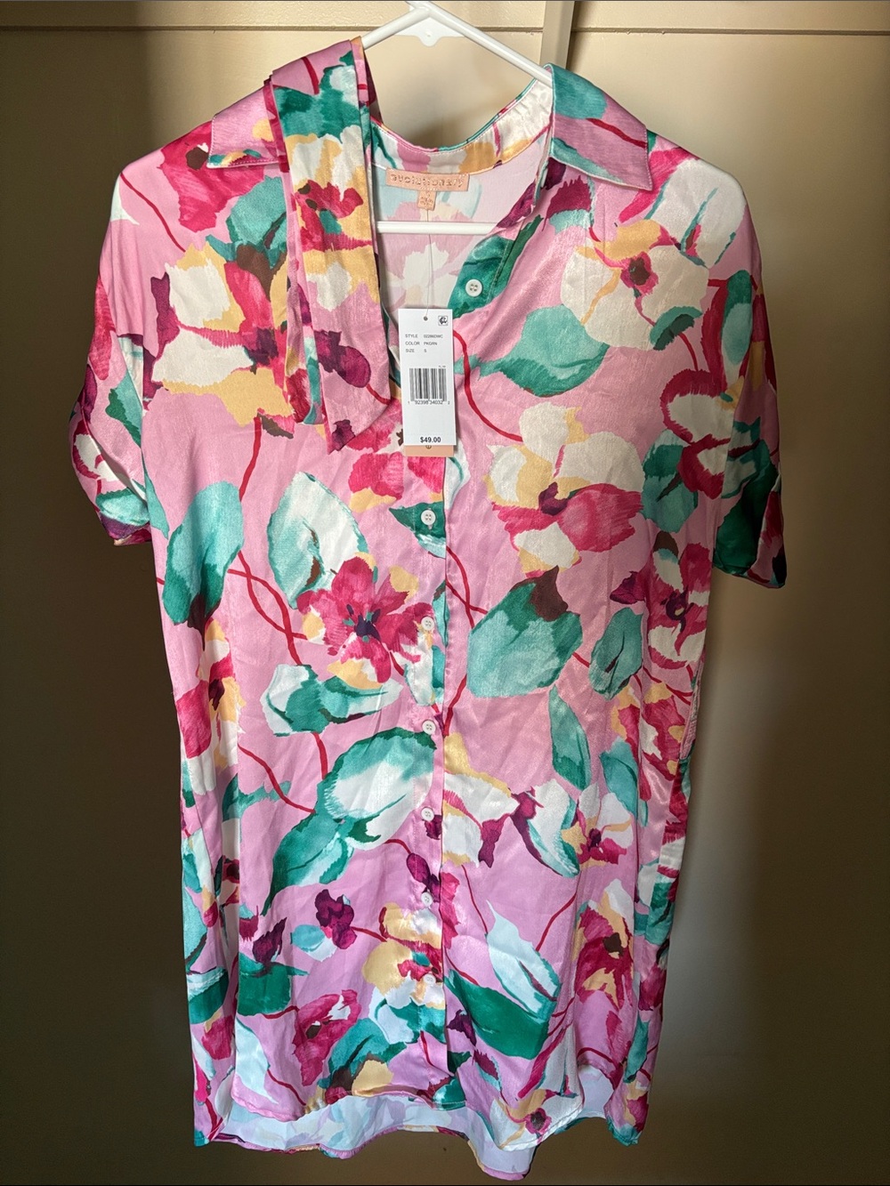 Evolutionary button up silky dress with matching silk belt